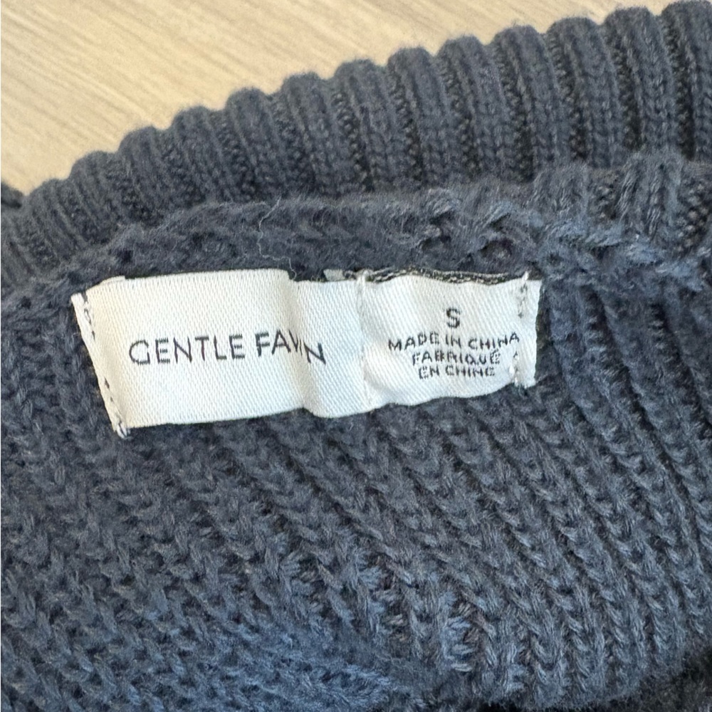 Gentle Fawn Ribbed Knit Turtleneck Sweater Relaxed Fit Deep Navy High size Small - Picture 9 of 11